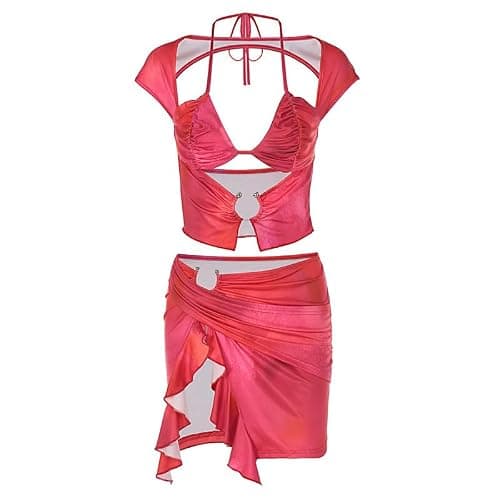 REASERAL Womens Summer Skirt Outfits Gradient Print Camisole Top Mini Skirts Sexy Vacation Y2K Outfits thumbnail 5