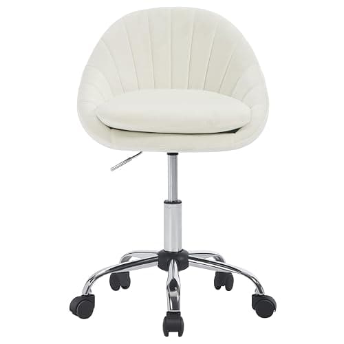 WOLTU Sedia da Scrivania per Casa Regolabile in Altezza con Rotelle, Sedia Trucco Girevole Ergonomica, Ufficio, Camera da Letto, Studio, Velluto, Crema, BS167cm thumbnail 8