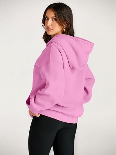 Trendy Queen Womens Oversized Hoodies Fleece Sweatshirts Fall Fashion 2025 Pullover Sweaters Winter Clothes - Pink - Small thumbnail 4