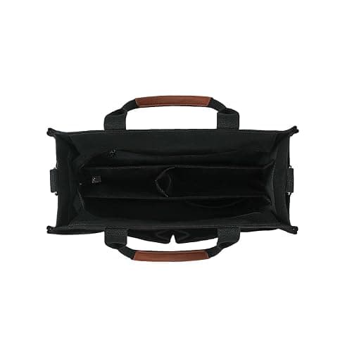 BECOJADDE Canvas Tote Bag Purse for Women with Zipper Closure, Individual Compartments & Bottom Support thumbnail 2