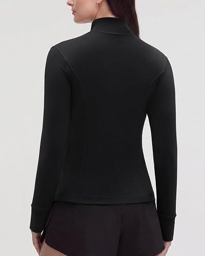 SUUKSESS Women Golden Zipper Lightweight Jackets with Thumb Holes & Pockets | Hip Length, Full Zip Up, BBL Slim Fit, Athletic Yoga Tops, Side Pockets, Thumb Holes, Long Sleeve Gym Tops thumbnail 2