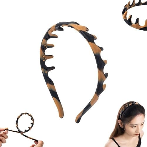 Fodeuxp Silicone U Shape Fashion Tooth Hair Comb Headband, 2025 New Zig Zag High Cranium Head Bands for Women's Hair Non Slip, Reversible Korean Headbands with Teeth (Amber, 1 Count (Pack of 1)) - Image 1