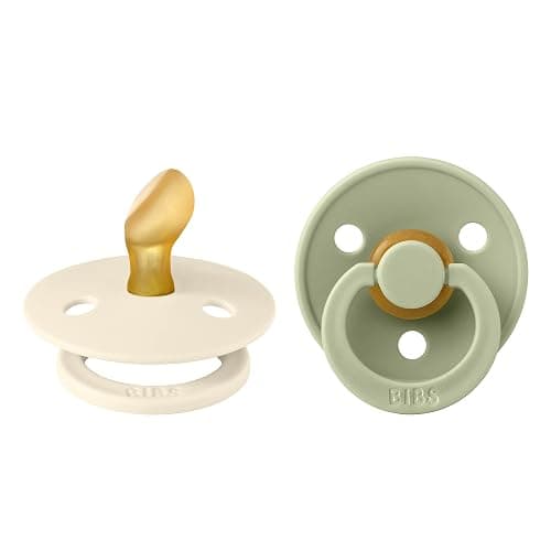BIBS Colour Pacifiers | Set of 2 BPA-Free Latex Baby Pacifiers | Anatomical Nipple | Made in Denmark (Ivory/Sage | 0-6 Months) - Image 1