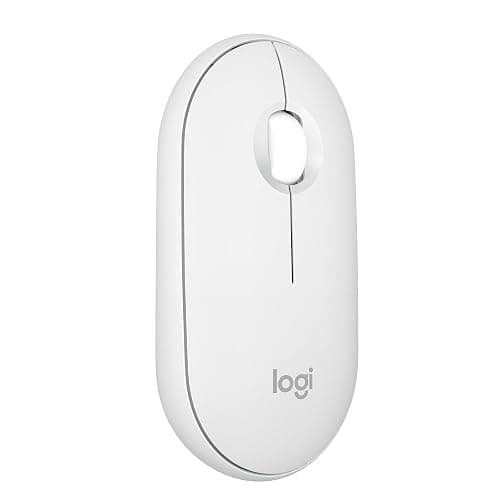 Logitech Pebble Mouse 2 M350s fine sans fil Bluetooth | Portable, légère, boutons personnalisables, clics discrets, Easy-Switch Windows/macOS/iPadOS/Android/ChromeOS - Blanc - Image 1