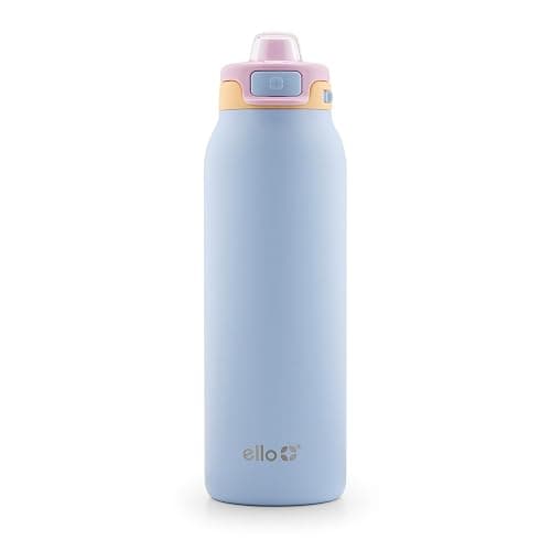 Ello Pop & Fill 32oz Stainless Steel Water Bottle with QuickFill Technology, Double Walled and Vacuum Insulated Metal, Leak Proof Locking Lid, Sip and Chug, Reusable, BPA Free, Coastal Sunrise - 32 Ounces - Coastal Sunrise - Image 1