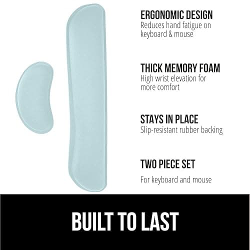 GORILLA GRIP Silky Gel Memory Foam Wrist Rest for Computer Keyboard, Mouse, Ergonomic Design for Typing Pain Relief, Desk Pads Support Hand, Arm, Mousepad Rests, Stain Resistant, 2 Piece Pad Sky Blue thumbnail 3
