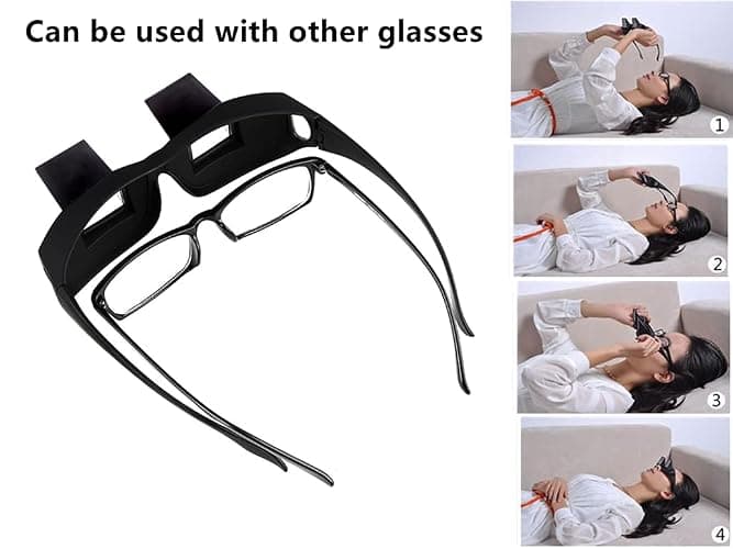 Valuu Lazy Glasses Bed Prism Glasses Spectacles Horizontal High Definition Glasses Prism Periscope Lie Down Eyeglasses for Reading and Watch TV in Bed Unisex thumbnail 7
