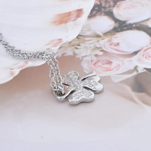 ZHAOZHAO Punk Saturn Necklace for Women - Silver Clover Pendant thumbnail 5