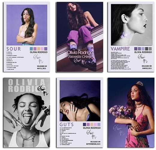 KarfRi Olivia poster A Set of 6 canvas posters,GUTS Poster SOUR Poster VAMPIRE Poster, Rodrigo Album Aesthetics 6 Piece Set,8x12inch Canvas Prints Unframed Set of 6 - Image 1