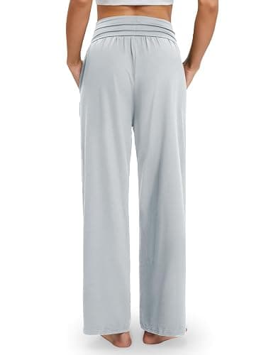 Gracyoga Wide Leg Yoga Pants for Women Casual Loose Cozy Sweatpants High Waisted Lounge Pajama Flowy Pants With Pockets thumbnail 4