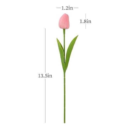ucky Pink Artificial Flowers 20 Pcs Fake Tulips Realistic Touch Spring Summer Fake Flowers for Home Decor, Outdoor Garden Parties and Wedding Deco thumbnail 3