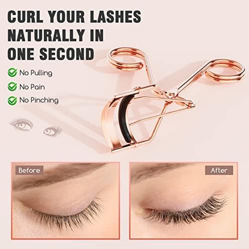 Eyelash Curler with Comb, Professional Volumizing Lash Lift Kit Lash Curler with Refill Pads for Home & Travel Uses, Rose Gold thumbnail 5