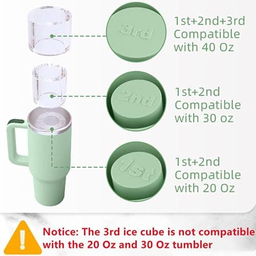 Fu Store Ice Cube Tray for Stanley Cup 30-40 oz Tumbler 3pcs Silicone Ice Cube Molds With Lid and Bin for Chilling Cocktails Whiskey Drinks Juice Coffee Easy Fill and Release Ice Maker thumbnail 4