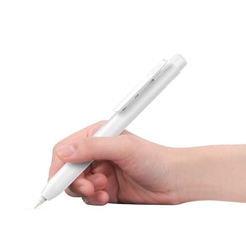 MoKo Holder Case for Apple Pencil 1st Generation, Retractable Apple Pencil 1st Case Protective iPad Pencil Sleeve Skin Cover with Clip, White - Image 1