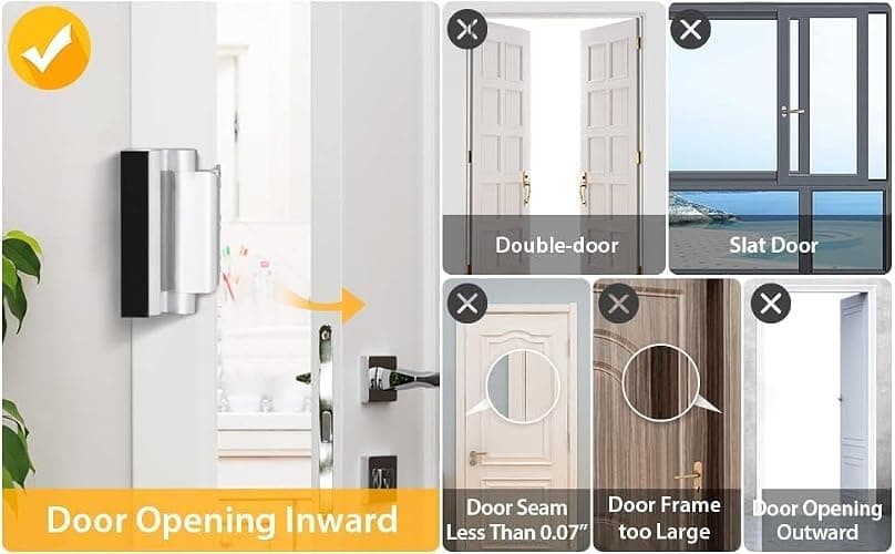 Door Reinforcement Lock Home Security - Door Locks for Kids Safety Childproof Door Latch Guard with 3" Stop Withstand 800 lbs Inward Swinging Front Door Upgrade Night Lock Prevent Unauthorized Entry thumbnail 2