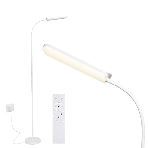 FRIDEKO HOME Floor Lamps for Living Room, 1800LM 4 CCT Gooseneck Reading Light with Remote & Touch Control, Adjustable Bright LED Standing Lamp for Painting Over Chair Crafts Bedroom Office, White - Image 1