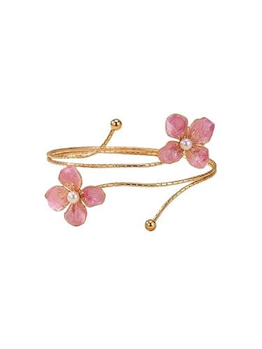 MakeMeChic Beach Gold Arm Cuff Jewelry for Women Bangle Band Armlet Flower Upper Arm Cuff Bracelet Summer Beach Essentials - Image 1