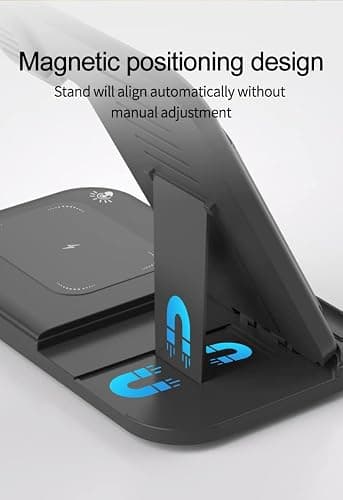 3 in 1 Wireless Charger Stand Foldable Fast Charging Station for Phone Watch and Earbuds 15W Wireless Charging Dock with Touch Control Type C Input Portable Travel Charging Stand thumbnail 3