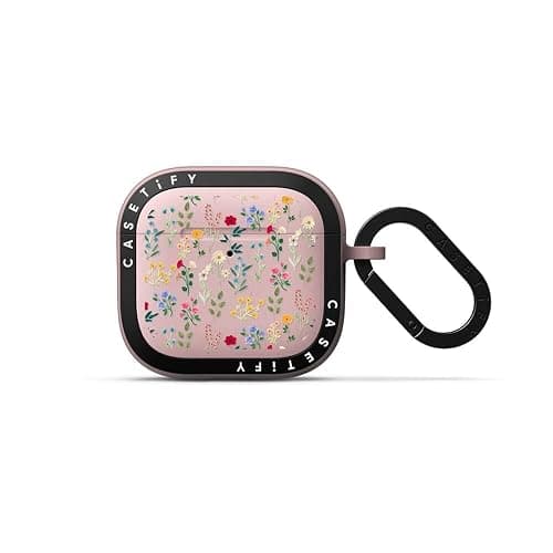 CASETiFY Bounce AirPods (4th Gen) Case with Ring [Military Grade Drop Tested / 6.6ft Drop Protection/Anti-Scratch] - Spring Botanicals - Pink - Image 1