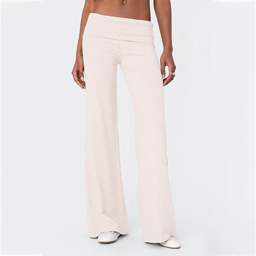 Qmlyev Wide Leg Sweatpants for Women Fold Over Low Rise Flare Yoga Lounge Pants Back to School Clothes for Teen Girls thumbnail 2