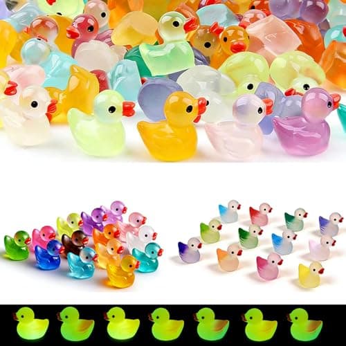 60Pcs Luminous Mini Resin Animals Ducks Bulk Tiny Resin Duck Glow in The Dark Mini Resin Figures Animals Small Plastic Miniature Ducks Figures for Miniature Landscape Decoration & DIY Craft Decor - Image 1