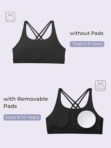 Haloumoning Girls Training Bra Kids Strappy Scoop Neck Bras Yoga Sports Comfort Dance Crop Top 5-14 Years thumbnail 5