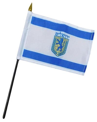 Trade Winds Jerusalem 4""x6"" Flag Desk Set Plastic Table Stick Staff - Image 1