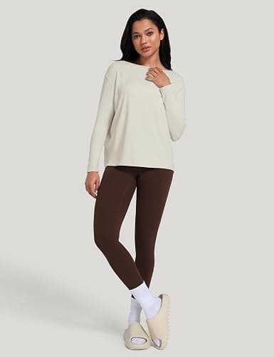 HeyNuts Long Sleeve Workout Shirts for Women Boat Neck Yoga Tops Loose Fit Soft Casual Shirts thumbnail 5