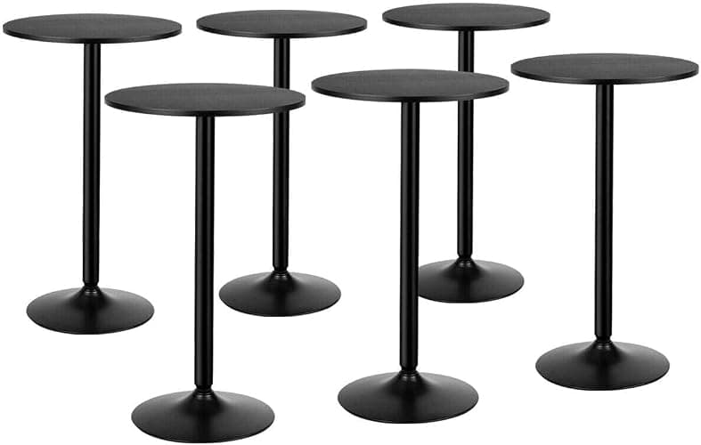 ERGOMASTER Two-in-one Bar Table, Modern Style Standing Circular Cocktail Table 40"/22" Two Convertible Height Suitable for Dining Room, Restaurant, Kitchen Black Set of 6 - 6 - Image 1