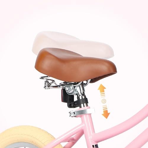 Petimini Girls Bike with Basket for 2-12 Years Old Kids, 12 14 16 18 20 Inch Bicycle with Bell Training Wheels, Multiple Colors - Pink - 20 Inch With Kickstand & Dual Hand Brakes thumbnail 8