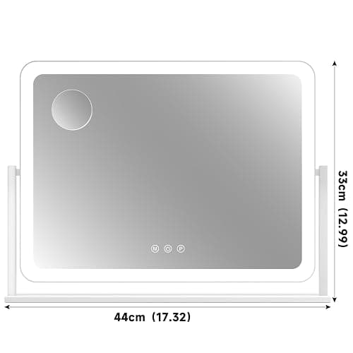 Gvnkvn Lighted Makeup Mirror, 17.3"x13" Hollywood Vanity Mirror with Led Lights, Three Color Lighting Modes, and 5X Magnification Mirror, Smart Touch Control, 360°Rotation(Round Corner) thumbnail 2
