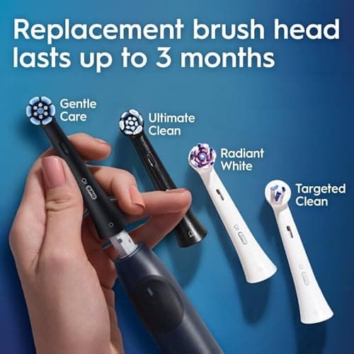 Oral-B Rechargeable Electric Toothbrush, iO2 Starter Kit, 3 Cleaning Modes, Automatic Pressure Sensor to Protect Gums, 2 Brush Heads, Night Black thumbnail 10