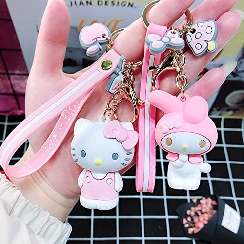 Cute Keychain Kawaii Anime Keychain, Hello Kitty, My Melody,Kuromi,Keroppi, Badtz-Maru, Cinnamoroll, Pompompurin - Hello Kitty thumbnail 5