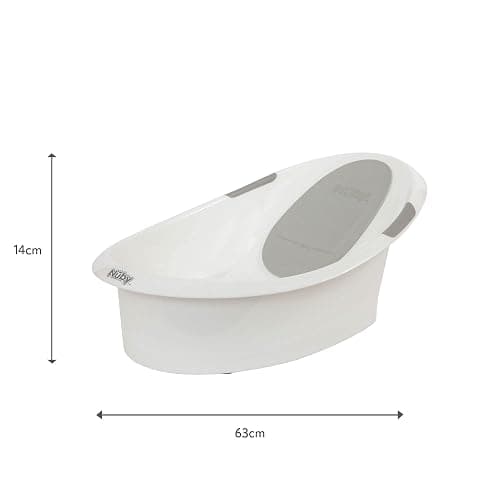 Nuby Newborn Baby Bath with Anti-Slip Support | Soft Headrest | Plug | Suitable from Newborn (White) thumbnail 2