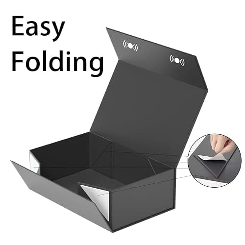 RYDDOY Black Gift Box, 9.5x6x3'' Gift boxes for Presents with Lids Magnetic Closure Rectangle Collapsible for Groomsman Proposal Box, Wedding, Christmas, Halloween, Birthday Gift Packging thumbnail 5