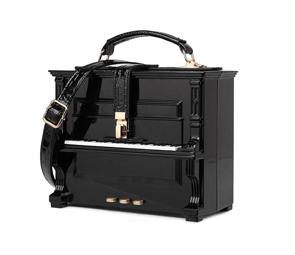 MILATA Piano Shaped Purse Handbag Women Box Shaped Party Evening Top Handles Bag Novelty Clutch Crossbody Bag | Piano Shaped, Party, Evening, Top Handles, Bag, Novelty thumbnail 2