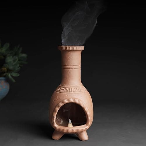 MOUGIGI Handmade Terracotta Palo Santo Holder Burner for Smudging and Meditation - Mexican Style Chiminea Clay Incense Dish for Wiccan Altar and Negative Energy Cleansing thumbnail 5