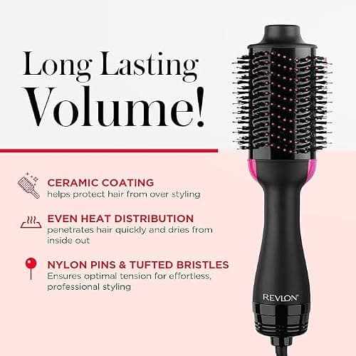Revlon RVDR5222F One-Step Volumizer and Ionic Hair Dryer with Advanced Ionic Technology, Hot Air Brush, Less Frizz, 3 Heat/ 2 Speed Settings, Black thumbnail 3