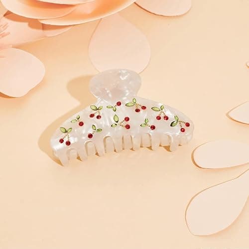 LILIE&WHITE Acrylic Hair Clips Claws For Women With The Rhinestone Pattern In Red Cherry Shape Hair Clip For Thick Hair Hair clips for styling sectioning 1PC thumbnail 4