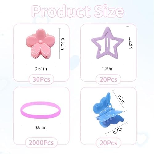 2076 pcs Hair Accessories for Girls Ponytail Holders Toddler Hair Ties with Mini Clip Hair Clips for Girls Rubber Bands Set thumbnail 2