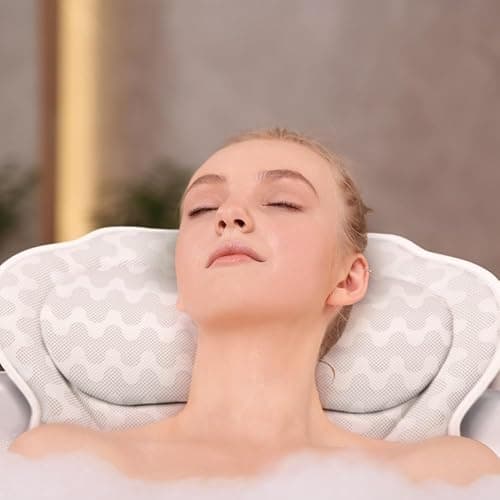Bath Pillow Bathtub Pillow Back Neck Support Pillow, Spa Cushion for Tub, Relaxing Headrest Bath Pillow, Portable Washable Bathtub Accessories with 3D Air Mesh Thick Soft Bath Pillow (Deluxe) thumbnail 2