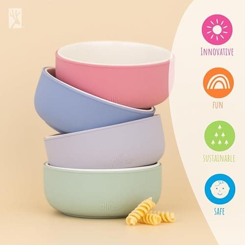 Elk and Friends Kids Porcelain Bowls with Silicone Sleeve | Kids/Toddler/Baby Feeding | Microwave & Dishwasher Safe | Non slip | Cereal/Soup/Snack Dishes & Dinnerware thumbnail 8