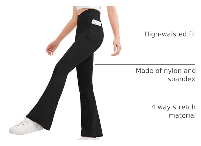 JOCMIC Girls Flare Leggings Kids Bell Bottom High Waisted Dance Yoga Flared Pants thumbnail 3