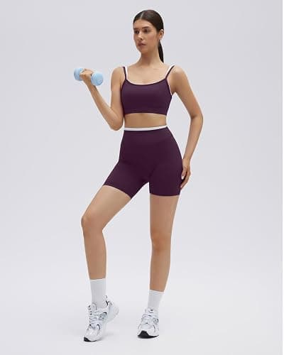 SUUKSESS 2 Piece Workout Sets Layered Sports Bra Yoga Gym Biker Shorts thumbnail 6