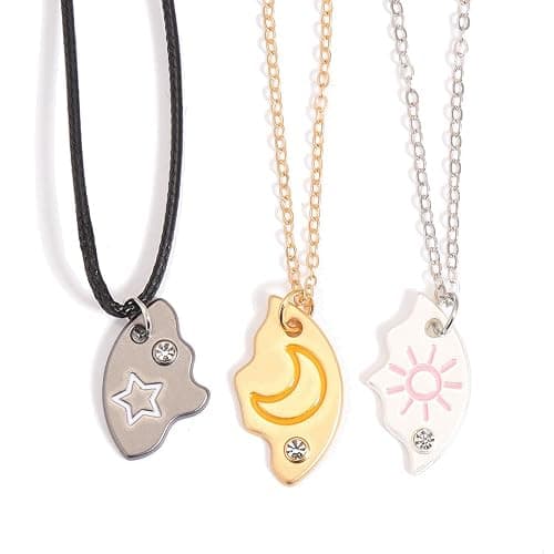 Joiigaem BFF Necklace For 3 Trio Sun Moon Star Friendship Puzzle Matching Necklaces For Best Friends 3 Sisters Forever Jewelry Gifts thumbnail 7