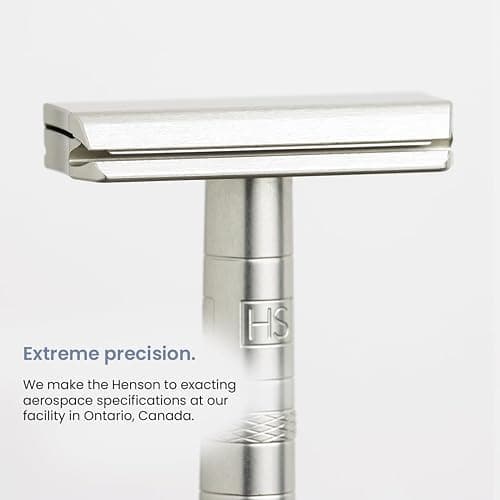Henson Shaving Razor - Aluminum Double Edge Safety Razor with 5 Spare Blades - 30° Angled Precision With Superior Blade Rigidity- Reusable Single Blade Razors For Men and Women - Mild Aggression thumbnail 7