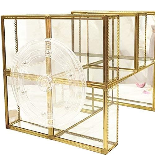 4-Tier Golden 360 Degree Rotation Cosmetic Organizer -Premium Spinning Perfume Tray,Large Capacity Beauty Display for Countertop,Vanity or Bathroom Dorm Room-Tempered Glass&Sturdy Metal thumbnail 6