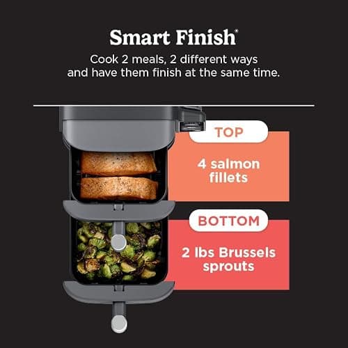 Ninja DoubleStack XL Smart Air Fryer, 10 Qt/9.5L, 6-in-1, Grey, SL451C | Air fry, broil, roast, bake, reheat, dehydrate, Smart Cook thermometer, Cooks 4 foods at once thumbnail 4