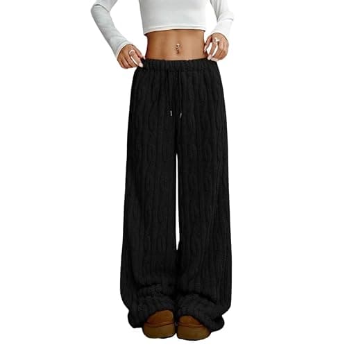 Women's Fuzzy Pajama Pants, Fluffy PJ Pants, Fleece Drawstring Wide Leg Fit | Plush Pajama Pants, Fluffy Fleece Feel, Drawstring Elastic Waist, Relaxed Wide Leg Fit, Cold Weather Lounge And Sleepwear - Image 1
