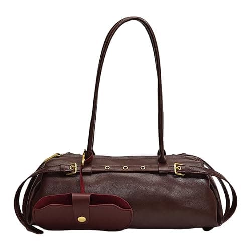 ALINUOYQ Boston Shoulder Bags for Women PU Leather Tote Bag Casual Bowling Bag Purse Retro Underarm Bag - Image 1